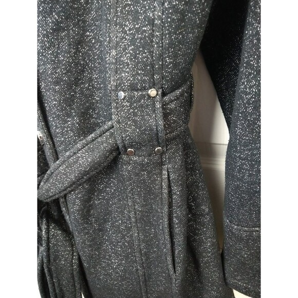 Liverpool Hooded Trench Mid  Belted Coat Woman XL Black Speckled Lined Pockets - Picture 6 of 16